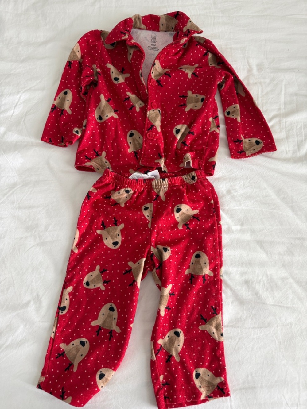 Kids Red Reindeer Print Pajama Set
